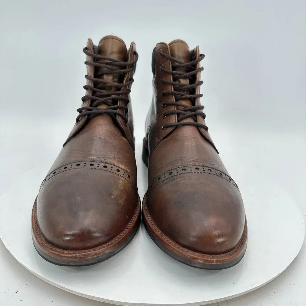 Warfield & Grand Presidio Men Size 8.5 Brown Leather Cap Toe Brogue Ankle Boot